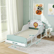 Toddler Bed with Storage and Guardrails for Ages 3 to 8 Fits 140 x 70cm Mattress, Green
