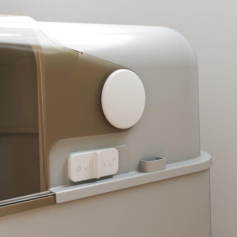 XXL Stainless Steel Covered Cat Litter Box With Flip Cover And Scoop Easy To Clean, Controls Odours, Grey