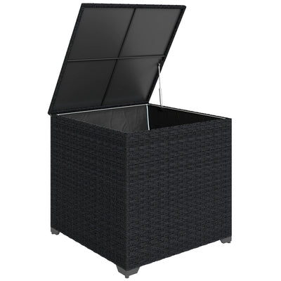 253L PE Rattan Garden Storage Box with Waterproof Liner for Garden Tools and Cushions Outsunny
