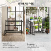 3 Tier Black Metal Plant Stand Ladder Shelf for Garden Patio or Balcony by Outsunny AOSOM
