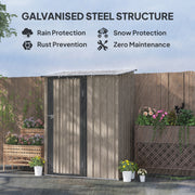 5ft x 3ft Metal Garden Storage Shed Light Grey Lockable Tool Shed with Sloped Roof by Outsunny
