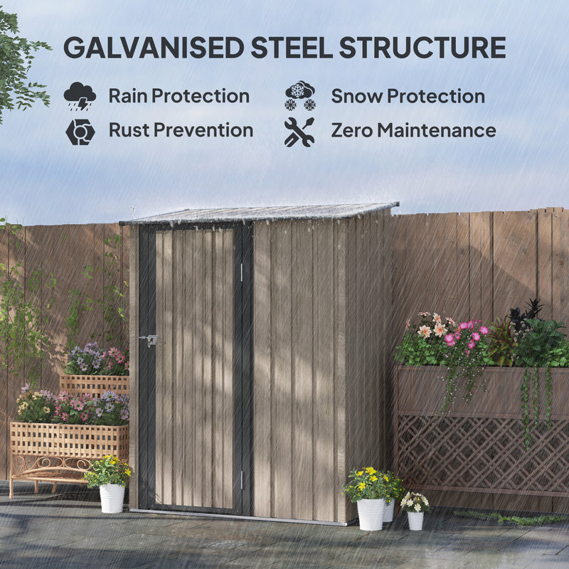 5ft x 3ft Metal Garden Storage Shed Light Grey Lockable Tool Shed with Sloped Roof by Outsunny