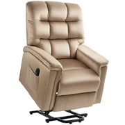 Brown Velvet Feel Electric Lift Recliner Chair with Comfortable Padding by HOMCOM