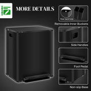 Black 50L Dual Compartment Indoor Kitchen Recycling Bin with Deodorisers - Stainless Steel