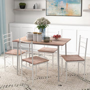 5 Piece Space Saving Dining Table and Chairs Set for Small Kitchens or Flats Brown White