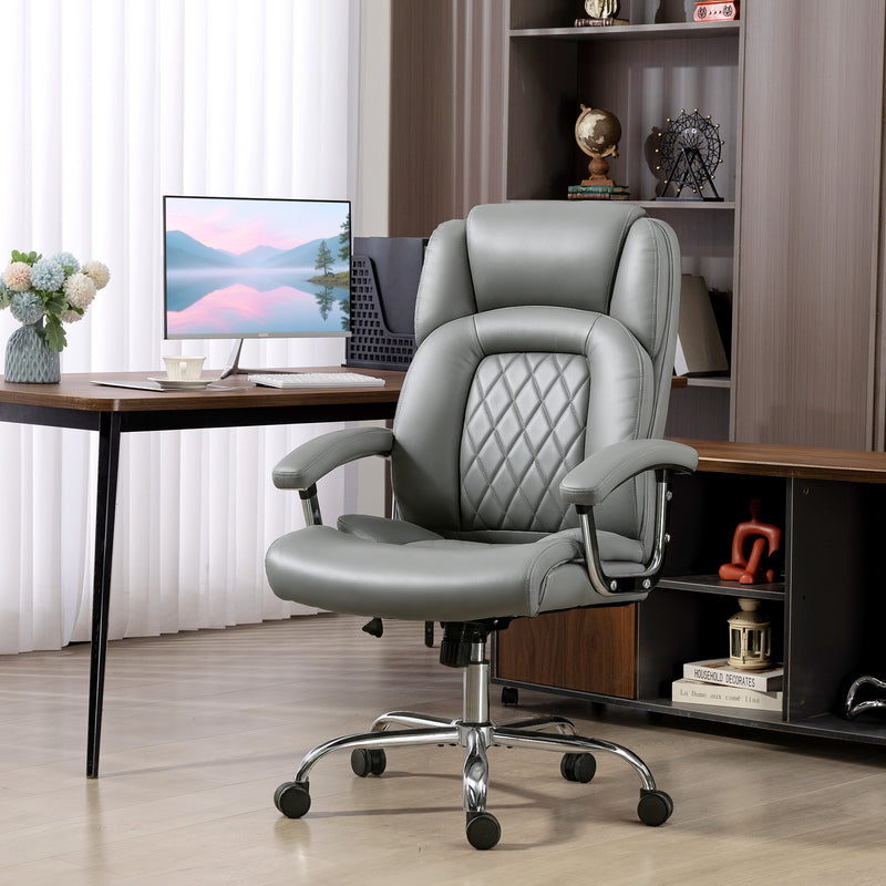Heavy Duty Executive Office Chair with Spring Cushion Support PU Leather Grey