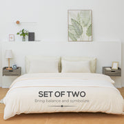 Set of 2 Wall Mounted Bedside Tables With Storage Drawer Space Saving Design Grey