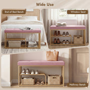 Shoe Storage Bench with Padded Seat for Hallway Organisation Pink AOSOM