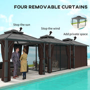 3m x 3m Hardtop Garden Gazebo with Polycarbonate Roof and Netting by Outsunny