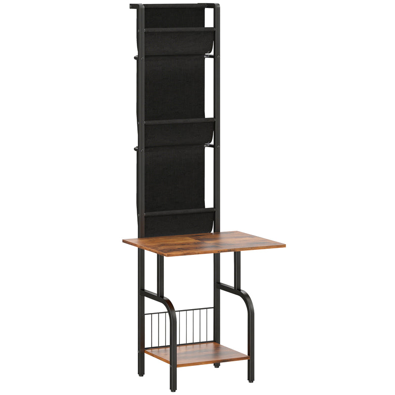 Record Player Stand with Vinyl and CD Storage for Organised Music Area Rustic Brown AOSOM