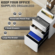 White 3 Drawer Steel Filing Cabinet with Lock for Home Office by Vinsetto