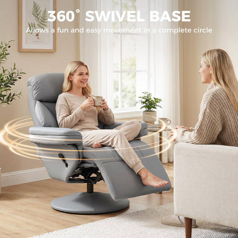 Recliner Chair with Swivel Base and Easy Clean Waterproof Upholstery for Living Room