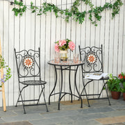 Three Piece Mosaic Bistro Table and Chair Set Multicoloured by Outsunny