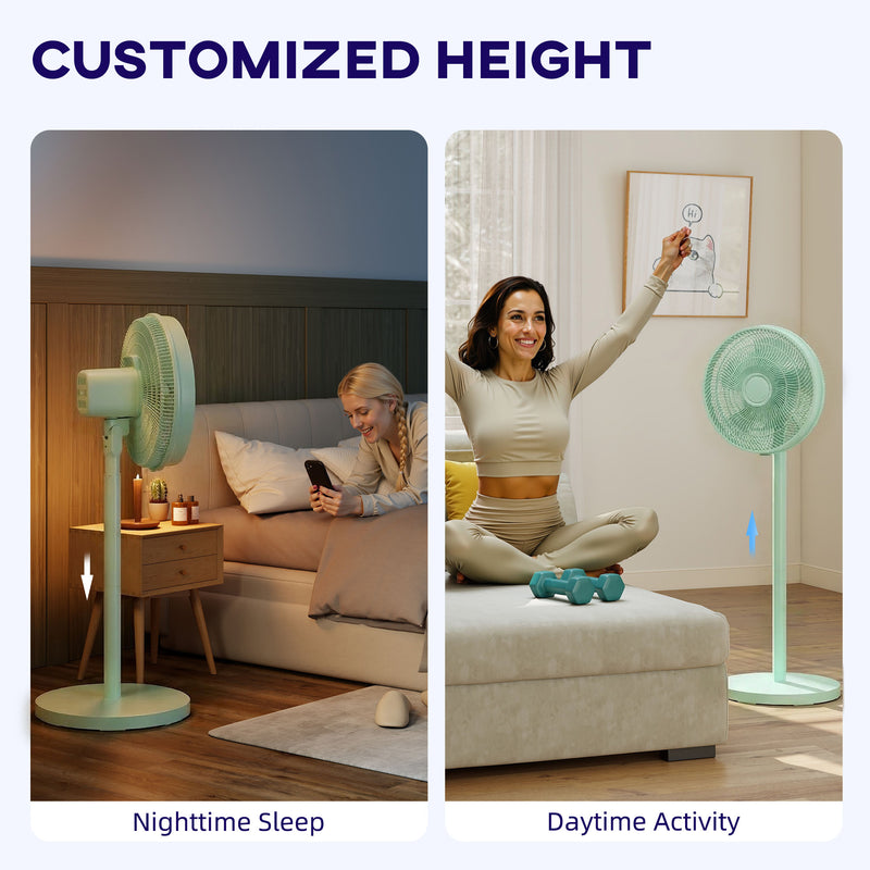 Standing Fan with Remote Control and Timer for Quiet Home Cooling Green AOSOM