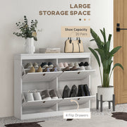 Shoe Storage Cabinet for Hallway Organisation with Four Drop-Down Compartments White AOSOM