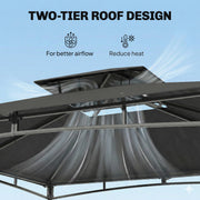 3x3m Metal Garden Gazebo with Weatherproof Canopy for Outdoor Dining and Gatherings, Dark Grey Outsunny
