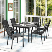 6 Seater Outdoor Dining Set with Wood Effect Table Ideal for Patios, Black