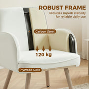 Velvet Armchair with Supportive Cushion and Sturdy Frame for Living Room or Bedroom Cream White Homcom