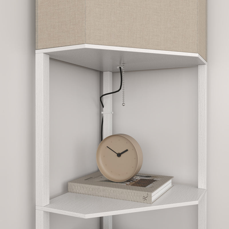 White Three-Shelf Corner Floor Lamp with Soft Lighting by HOMCOM