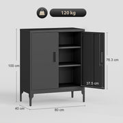 Lockable Metal Storage Cabinet With Adjustable Shelves Ideal For Office Or Garage Use Black