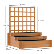 3 Tier Wooden Garden Planter with Trellis for Climbing Plants 95x95x110cm Brown by Outsunny