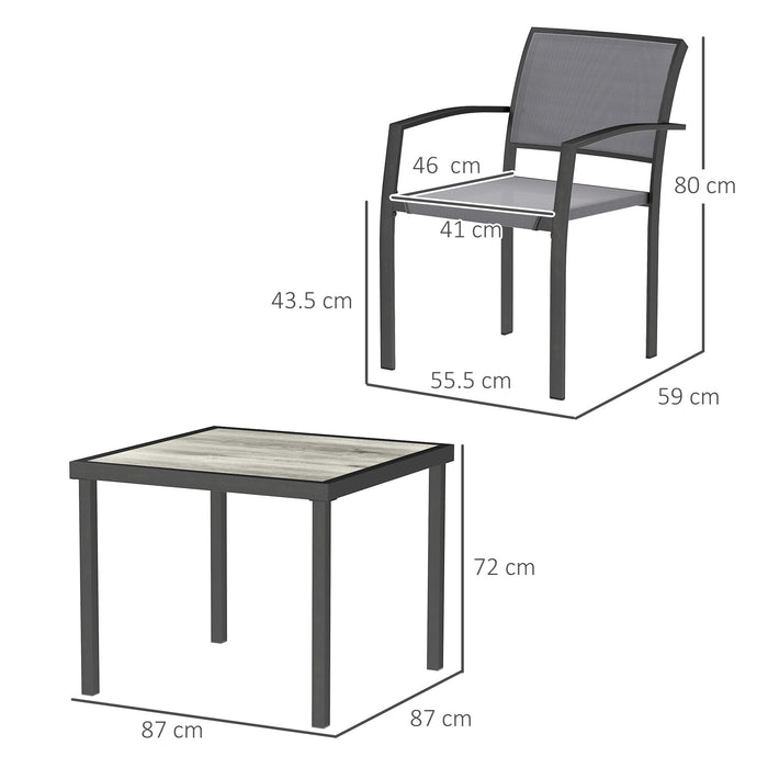 Five Piece Outdoor Garden Dining Set Grey Weather Resistant by Outsunny