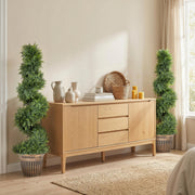 Artificial Spiral Boxwood Trees Set of 2 for Easy Year Round Greenery Indoors or Outdoors Green AOSOM