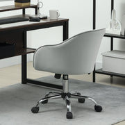 Velvet Swivel Office Chair With Padded Seat And Adjustable Height For Home Workspace Grey