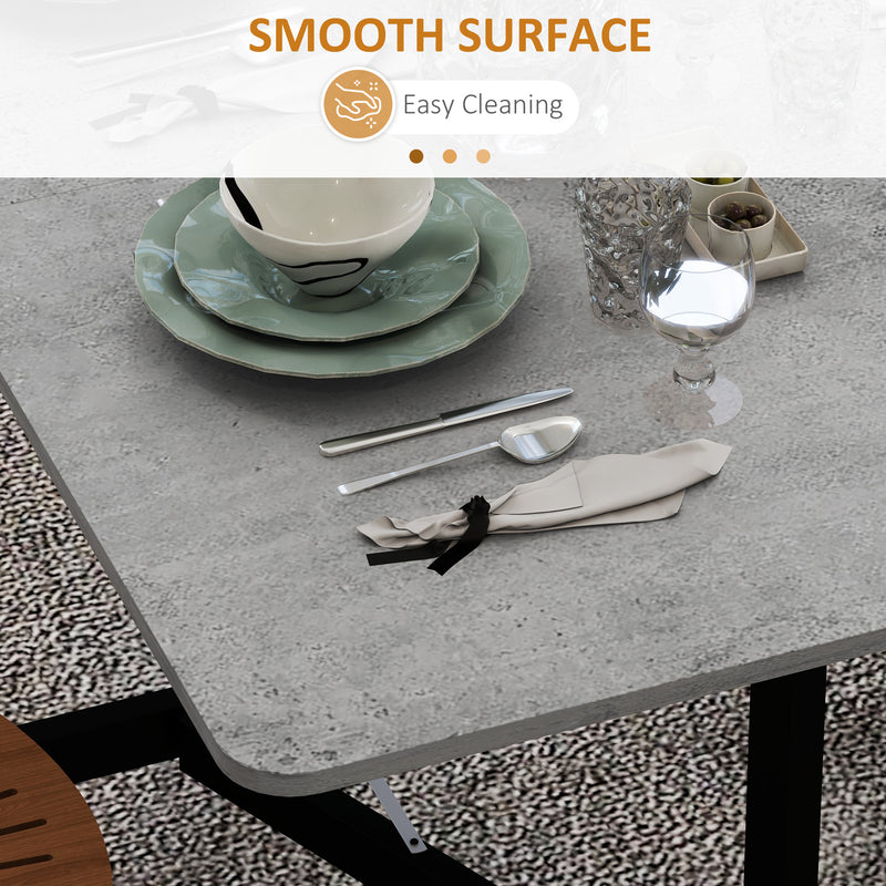 Folding Drop Leaf Dining Table with Lockable Wheels Space Saving Design for Small Kitchens Grey Marble Effect