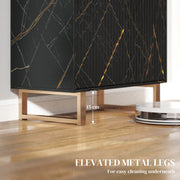 Elegant Black Sideboard with Gold Accents and Storage Shelves by HOMCOM