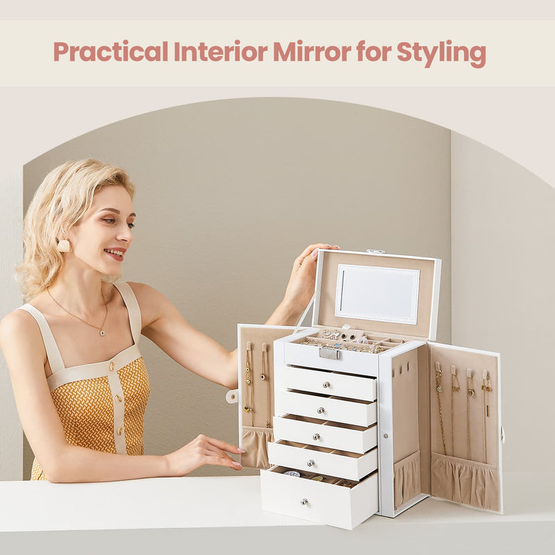 6 Tier Jewellery Box with 5 Drawers Large Capacity Organiser for Accessories by Songmics