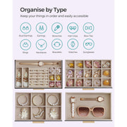 Grey and Gold Jewellery Box with Glass Lid Organiser for Accessories by Songmics