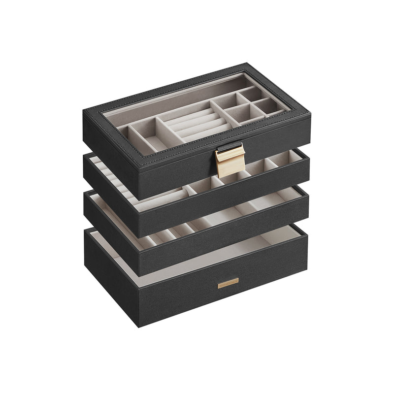 4 Tier Stackable Jewellery Organiser Trays for Accessories and Watches by Songmics