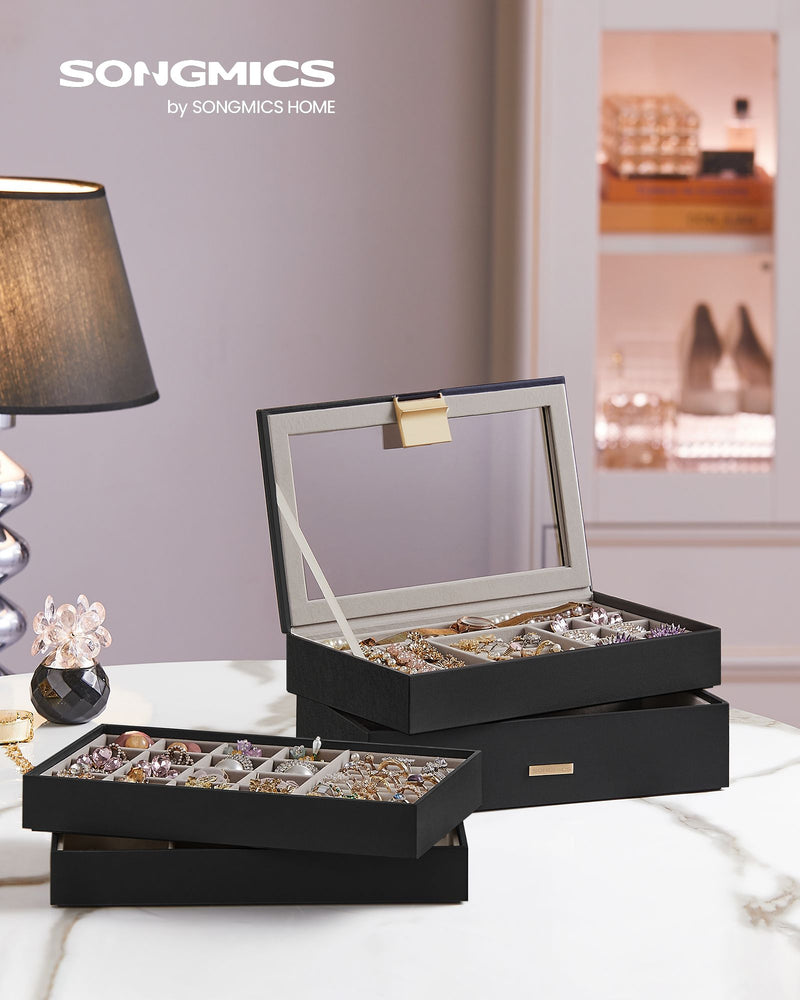 4 Tier Stackable Jewellery Organiser Trays for Accessories and Watches by Songmics