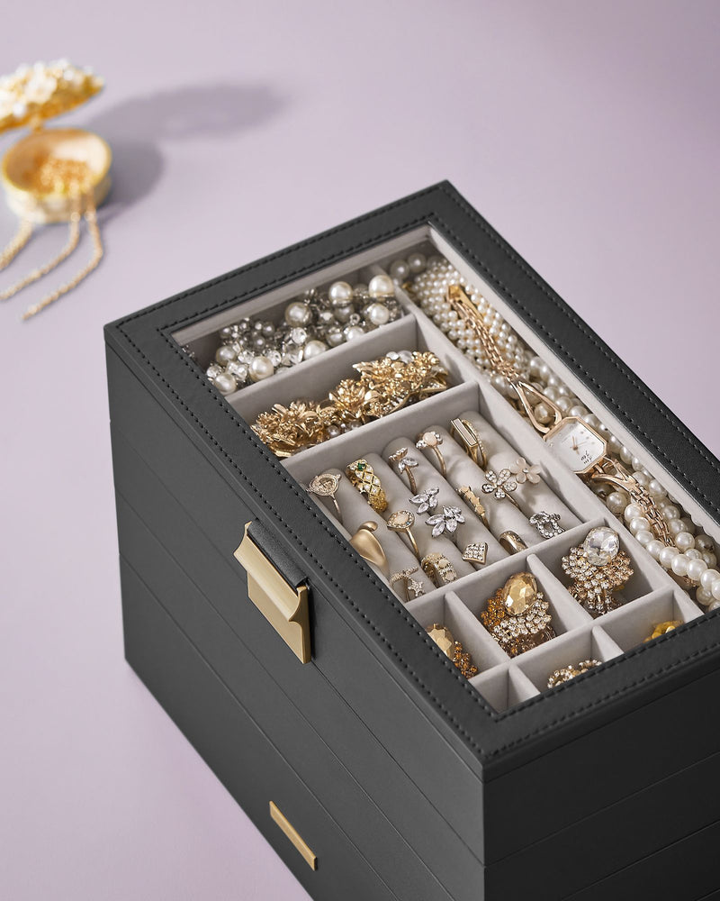 4 Tier Stackable Jewellery Organiser Trays for Accessories and Watches by Songmics