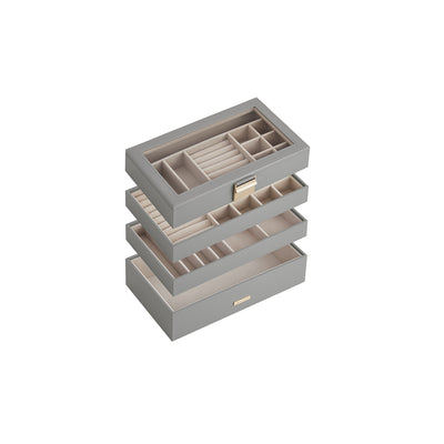 4 Tier Stackable Jewellery Box in Dove Grey with Multiple Compartments by Songmics