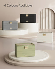 4 Tier Stackable Jewellery Box in Dove Grey with Multiple Compartments by Songmics