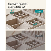 White Two Layer Jewellery Box with Handle and Organiser Compartments by Songmics