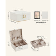 White Two Layer Jewellery Box with Handle and Organiser Compartments by Songmics