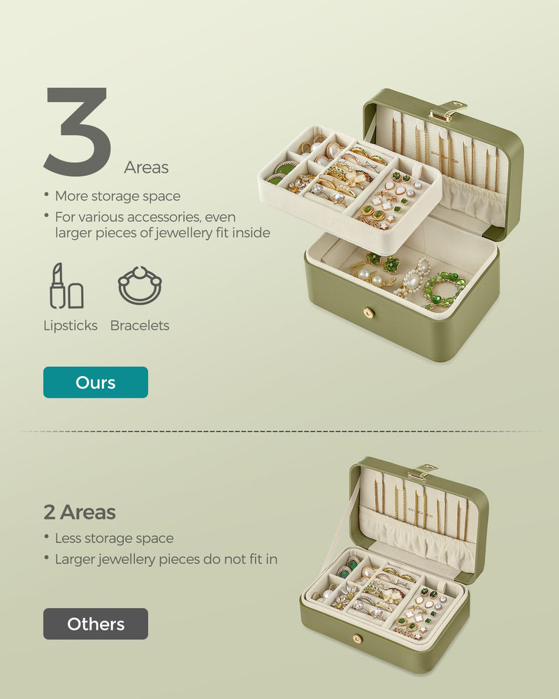 Two Layer Jewellery Box Organiser with Drawer Ideal Gift for Women by Songmics