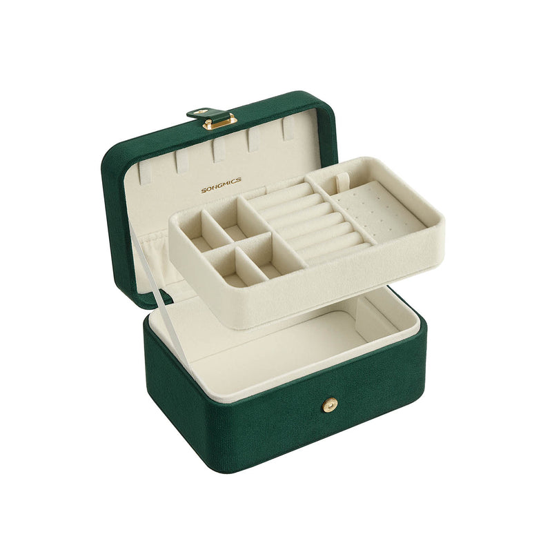 Green Two Layer Portable Jewellery Box Vintage Style Compact Organiser by Songmics