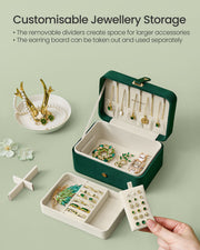 Green Two Layer Portable Jewellery Box Vintage Style Compact Organiser by Songmics