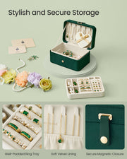 Green Two Layer Portable Jewellery Box Vintage Style Compact Organiser by Songmics