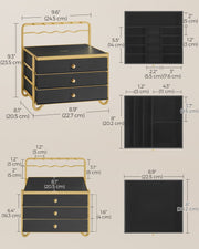 Black 3 Tier Jewellery Box with Drawers for Earrings Rings and Necklaces by Songmics