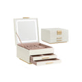 Cream White and Gold 3 Layer Jewellery Box with Mirror Organiser Storage by Songmics
