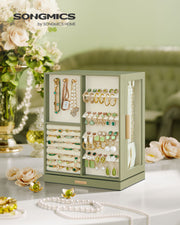 Laurel Green Jewellery Box with 5 Drawers and 360 Degree Rotation by Songmics