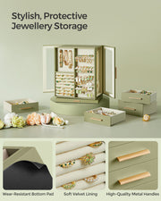 Laurel Green Jewellery Box with 5 Drawers and 360 Degree Rotation by Songmics