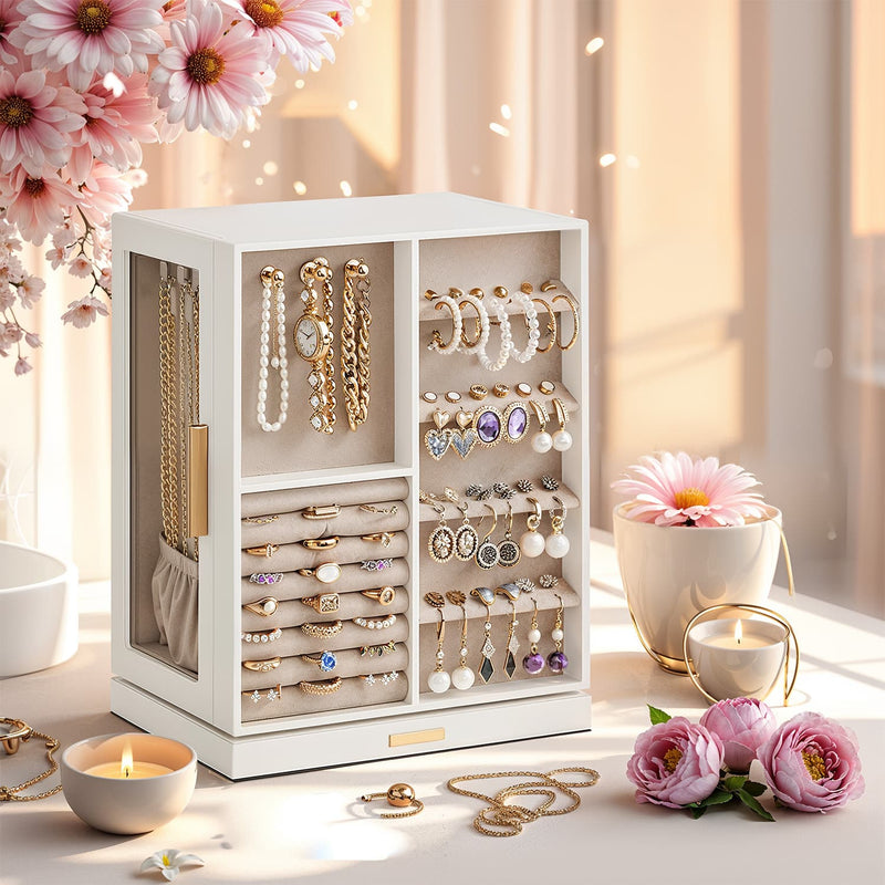 Jewellery Box 360 Degree Rotating with 5 Drawers Organiser for Storage by Songmics