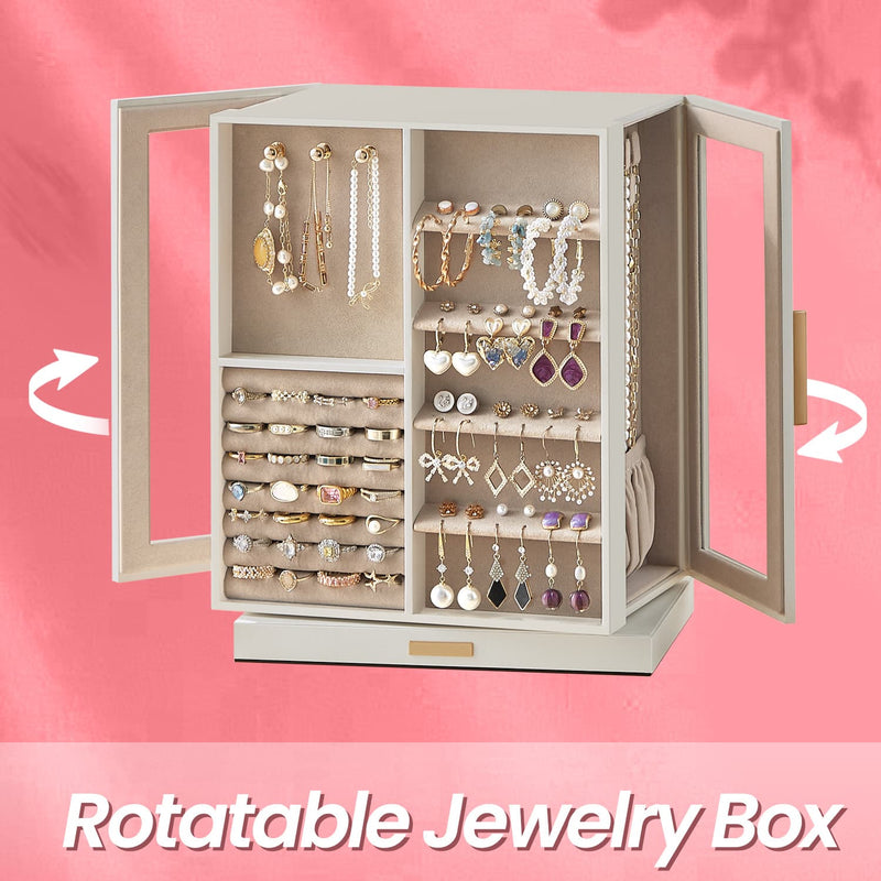 Jewellery Box 360 Degree Rotating with 5 Drawers Organiser for Storage by Songmics