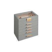 6 Tier Jewellery Box with Lid in Dove Grey and Gold Ideal for Organising Accessories by Songmics